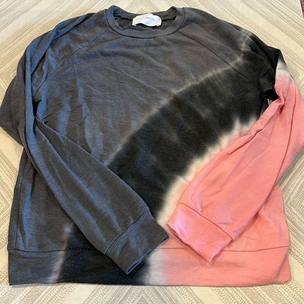 Six Fifty Women’s Pink & Grey Tie Dye Soft Sweatshirt